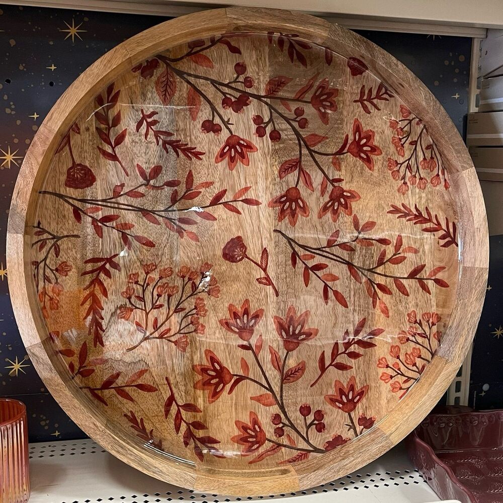 Ashland Fall Autumn Floral & Foliage Mango Wood Decorative Tray by Ashland